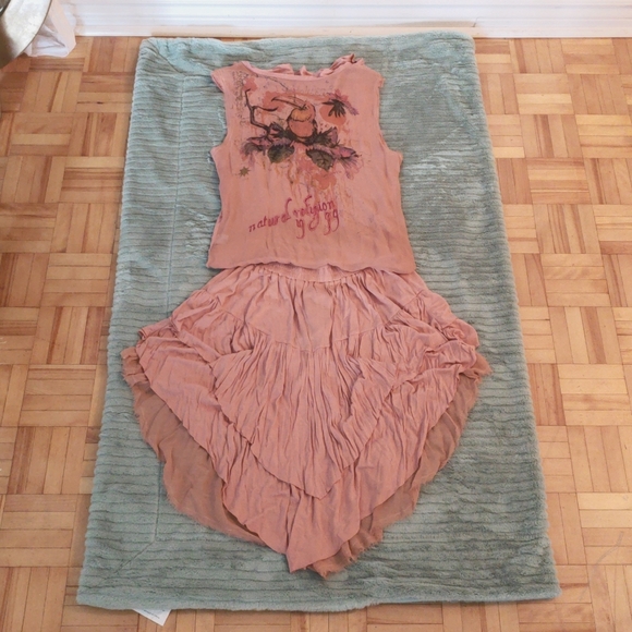 Designer 2pc skirt set silk and rayon - Picture 2 of 6